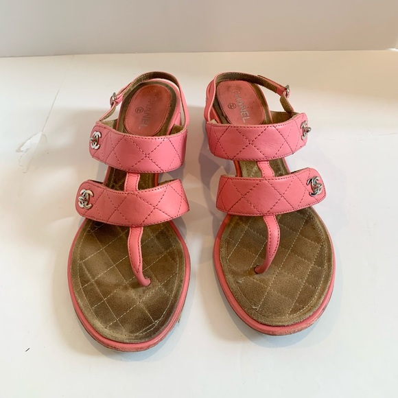 COPY - Chanel Quilted Leather Sandals - Size 37.5 - Picture 2 of 8